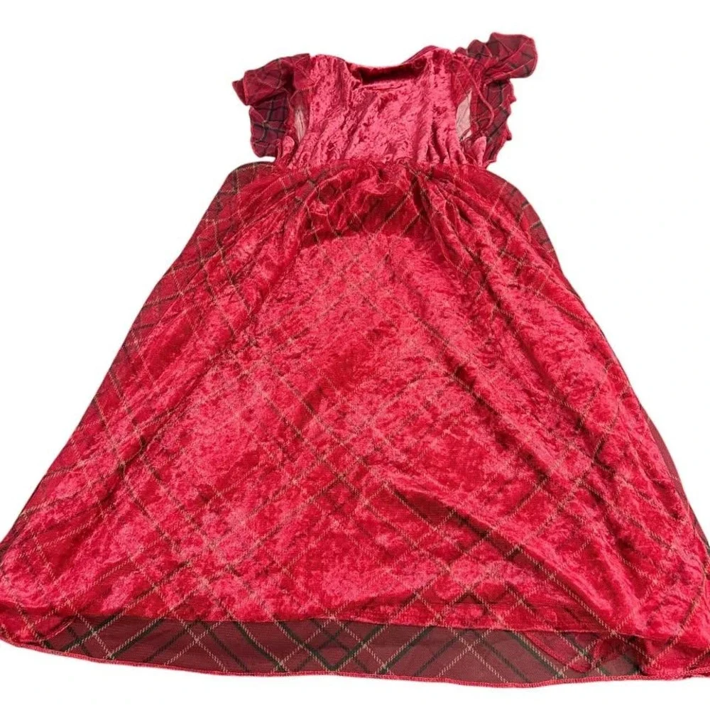 Disney Princess Holiday Crushed Velour Plaid fantasy Nightgown Size 5T Pajamas